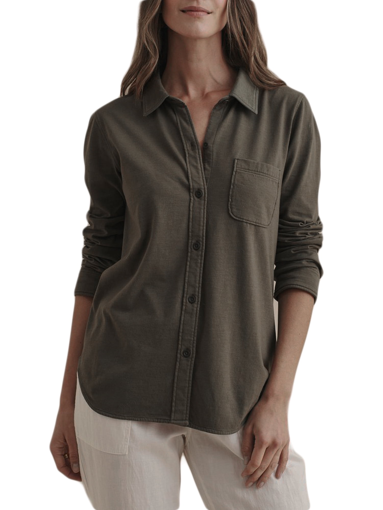 Faherty Women's Knit Seasons Top Olive Green Medium