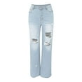 thumbnail image 4 of Endives Women's Jean Stylish Wide Leg Jeans With Holes, 4 of 8