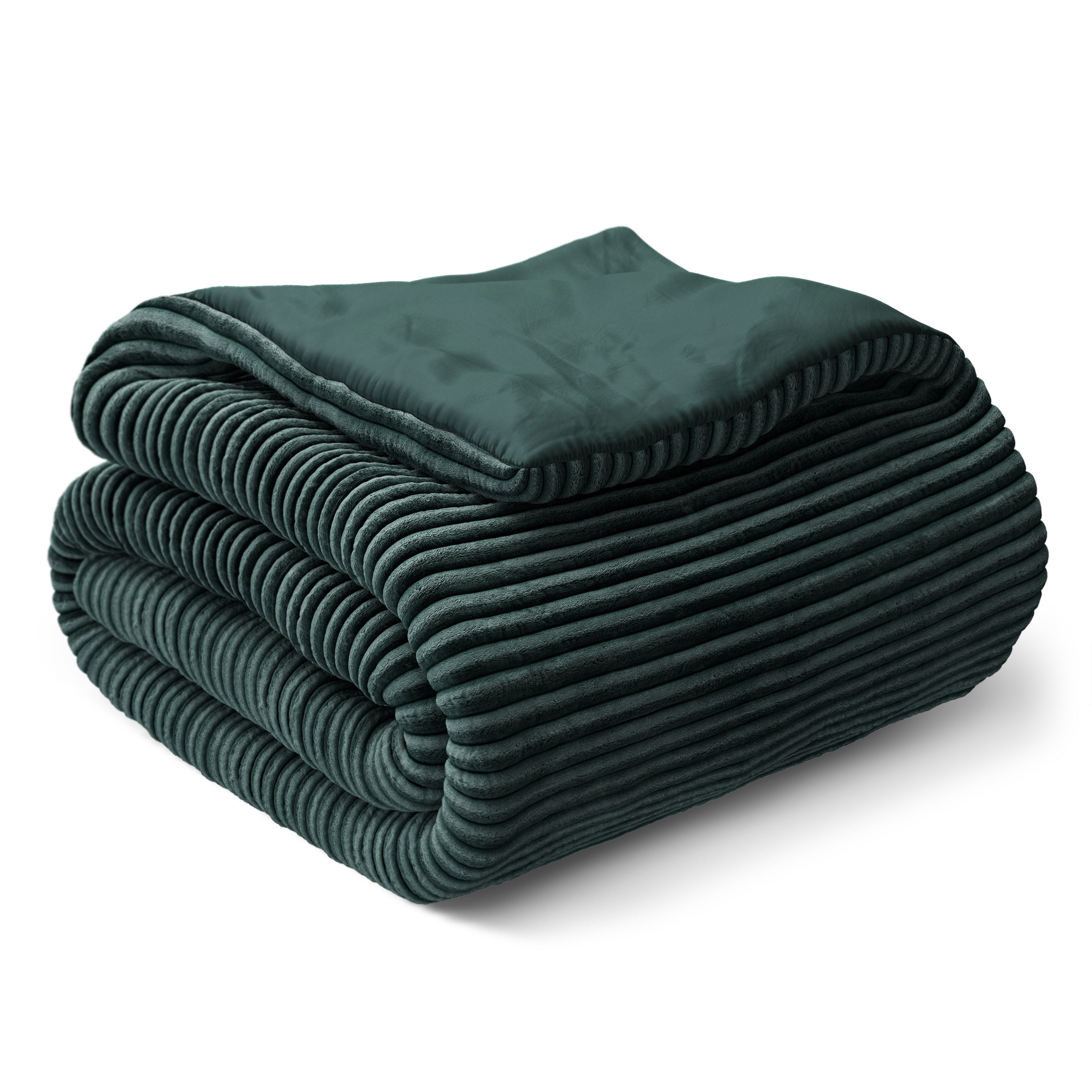 Mainstays Kids Dark Green Solid Plush Ribbed Corduroy Comforter Set, Full/Queen, 3 Pieces