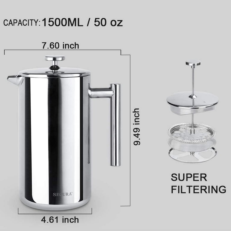 Secura French Press Coffee Maker, 304 Grade Stainless Steel
