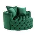 thumbnail image 5 of Swivel Barrel Chair,Modern Leisure Chair Upholstered Accent Barrel Chair,360°Swivel Velvet Barrel Chair with 3 Pillows,Club Chair Upholstered Round Single Sofa for Living Room Hotel Club,Emerald, 5 of 7