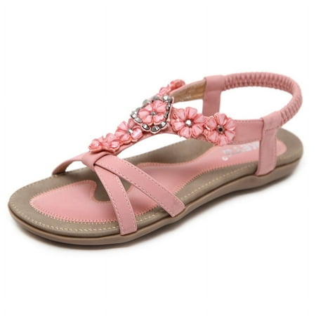 Sandals Women Flats Sandals Cute Comfortable Ankle Strap Bohemian Dressy Summer Flat Shoes
