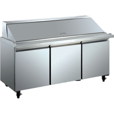 - EQ Kitchen Line SCLM3 Food Prep Table Refrigerator, Silver, Aluminum Back