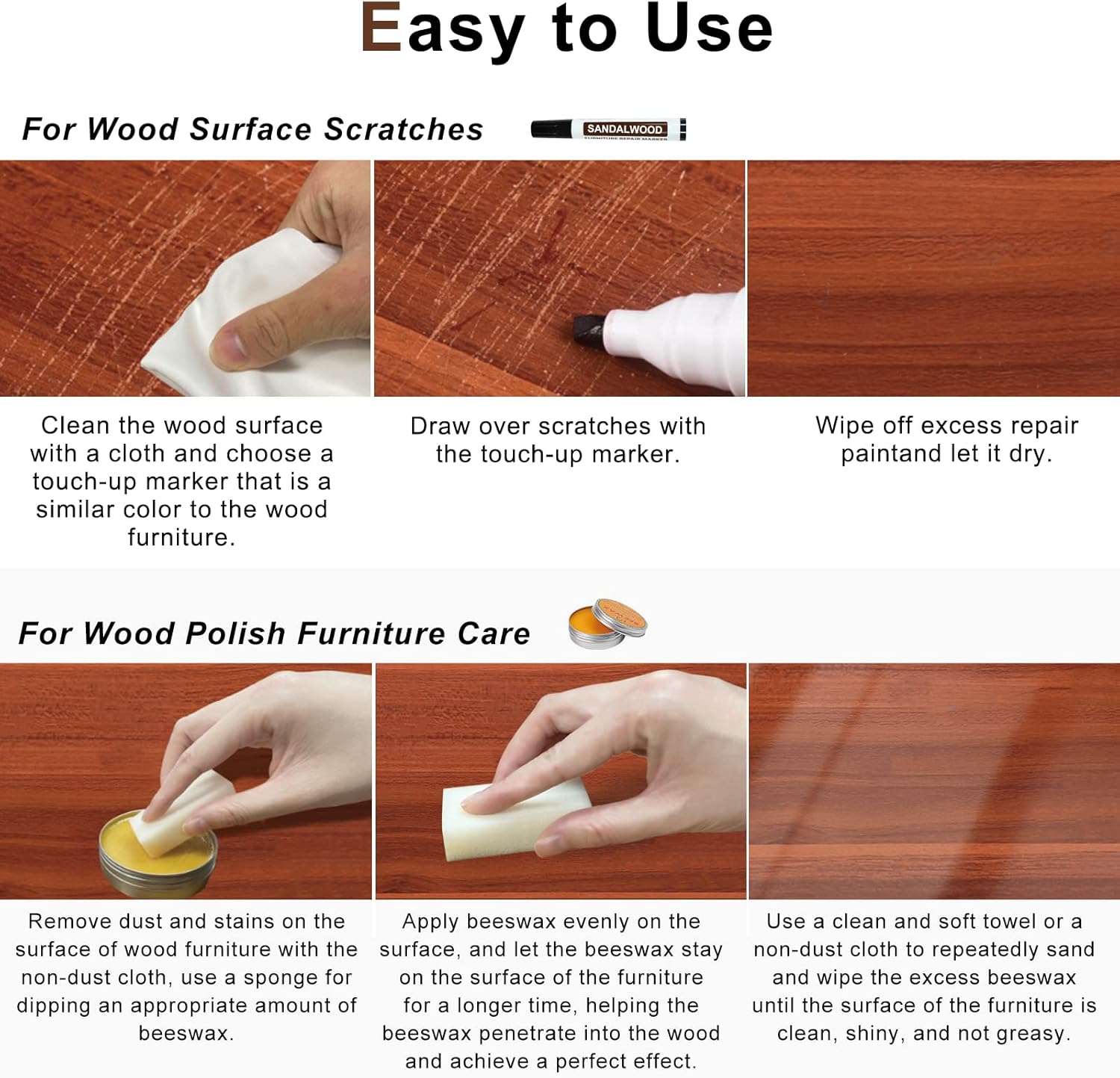 Furniture Markers Touch Up Kit - New Upgrade 18 Colors Wood Scratch Repair with Beeswax Polish Pens for Scratches Stains Restore Wooden Floor Table Cabinet Bedpost