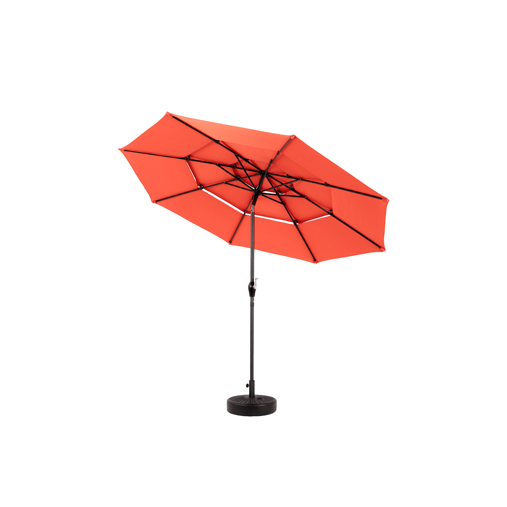 Leumius 10ft Outdoor Patio Umbrellas for Outside,3 Tier Auto-tilt Vented Market Table Umbrella for Backyard, Deck, Garden,Orange(Base Not Included)