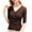 Brown, variant on Mikilon Women V-Neck 3/4 Sleeve Shirts Solid Color Long Sleeve Slim Blouses/Tops