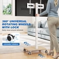 thumbnail image 6 of TAVR Furniture 32 to 60 inch Mobile TV Cart Stand, Tall Floor Rolling TV Stand with Swivel Mount, Height Adjustable White, 6 of 10