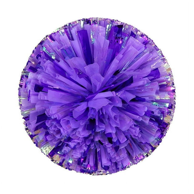Nvzi 2 pompones metálicos para animadoras, para equipos de animación de fútbol, baloncesto, deportes, baile, fiestas, pompones de plástico para animadoras (morado)