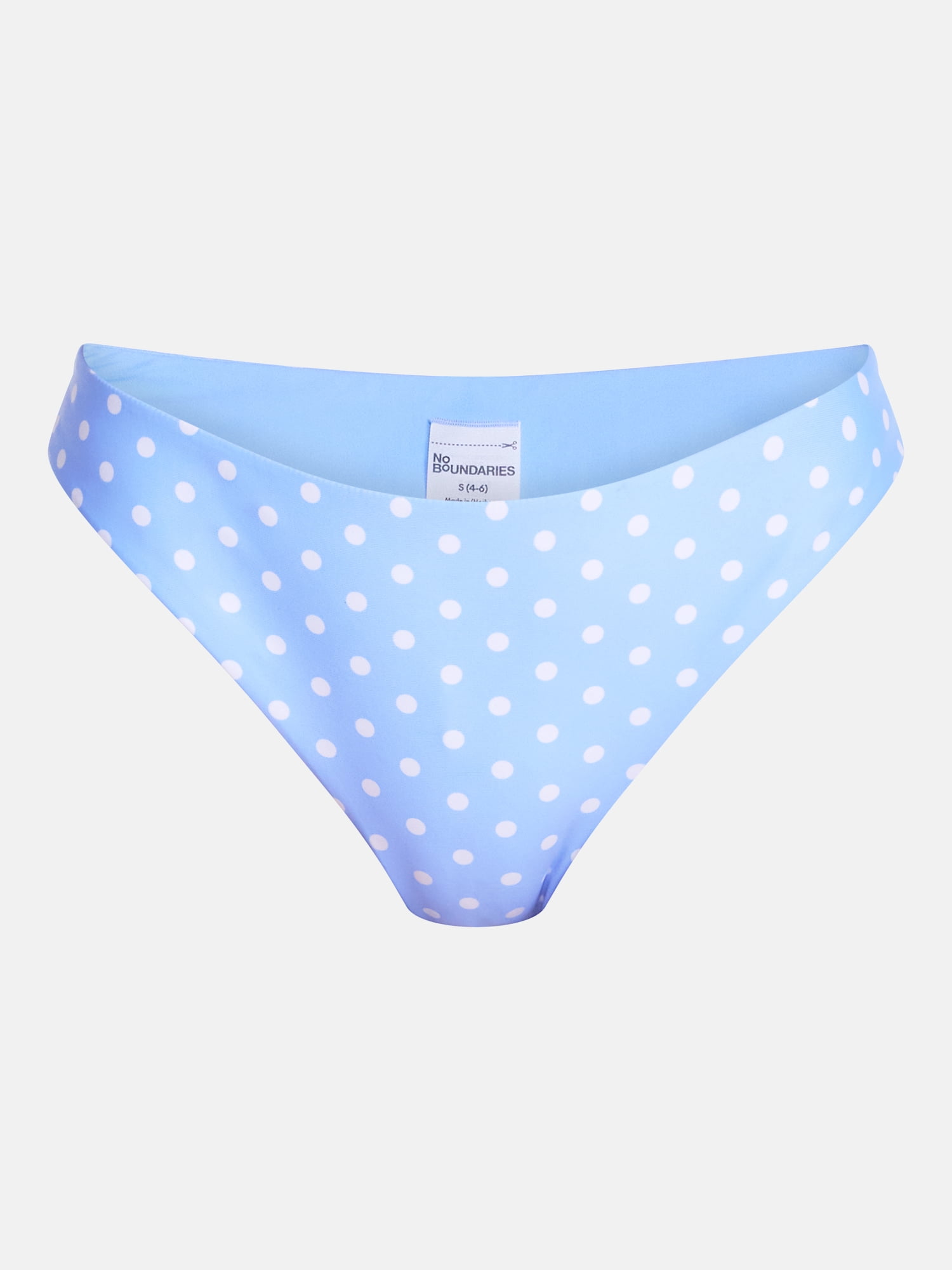 No Boundaries Reversible Polka Dot Hipster Bikini Bottoms, Women's XXS-XXL