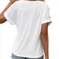 thumbnail image 3 of Camiseta con Bordado de Ojales para Mujer, Blusa Informal de Verano con Cuello en V, Blusa Holgada A , , Talla M, 3 of 8