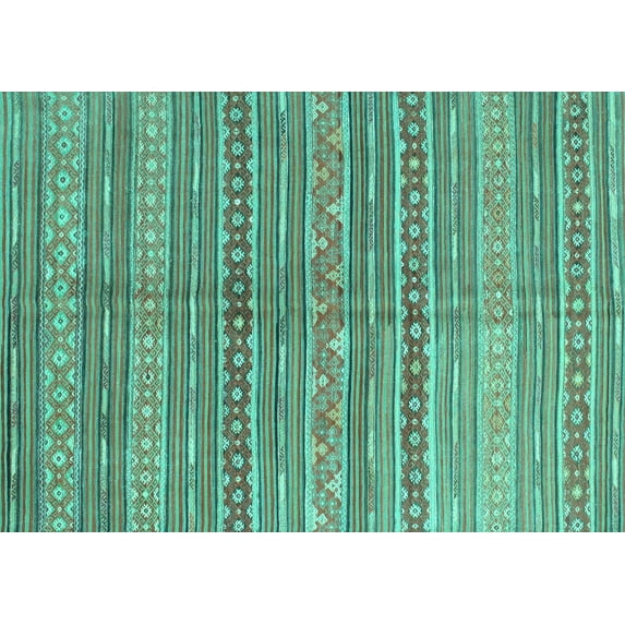 Ahgly Company Indoor Rectangle Abstract Turquoise Blue Contemporary Area Rugs, 4' x 6'