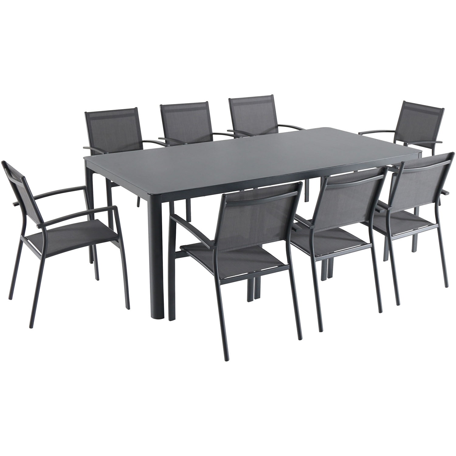 Hanover Fresno 9Piece Outdoor Dining Set with 8 Sling Arm Chairs and a