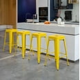 thumbnail image 5 of Basicwise 30-inch Backless Metal Bar Stool Stackable Heavy-Duty Counter-Height Chair for Home Bars Patios Kitchen Islands Cafes Restaurants Bistros and Dining Areas for Indoor & Outdoor Use, Yellow, 5 of 6