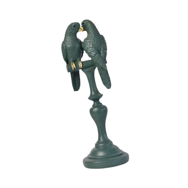 Adorno de pareja de loros, escultura decorativa, colección, regalo único para inauguración de la casa verde 87x85x27cm