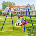 thumbnail image 5 of GIKPAL Swing Sets for Outside 440lbs Swing Set for 2-3 Kids Outdoor with Heavy-Duty Metal Frame & Adjustable Ropes Round Swing, Rainbow, 5 of 9