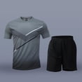 thumbnail image 2 of Gyexs Men's 2 Piece Shirts Shorts Sets Zipper Pockets Quick Drying Gym Athletic Clothes Workout Running Sets Summer Casual Outfits Grey, Size XXXL, 2 of 4