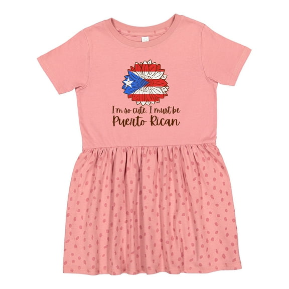 Inktastic I'm So Cute, I Must Be Puerto Rican Sunflower Girls Toddler Dress