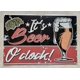 thumbnail image 1 of Letrero de aluminio de metal "It's Beer O'clock", para pub, bar, cafetería, jardín, fiesta, regalo, tamaño: 12 x 8 pulgadas, 1 of 4