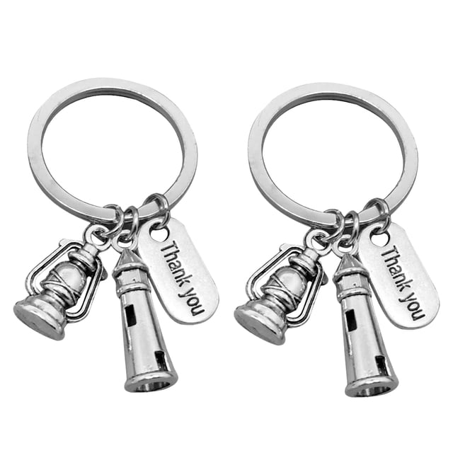 GOOHOCHY 2 piezas GRACIAS Llavero Faros Colgante Llavero Lámparas de queroseno Titular de la llave decorativa Regalo para maestro Amigo Colega