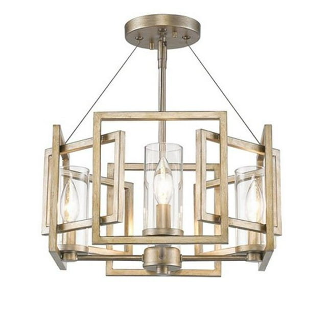 Golden Lighting 6068-SF WG Marco Semi-Renversé Convertible en Or Blanc avec Verre Transparent