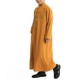 thumbnail image 4 of Fall Saving! HVOBTTY Toddlers Long Sleeve Pullover Jacket, Boy's Solid Muslim Robe Arab Middle Robe Long Style Long Sleeve Round Neck Pocket Button Pullover Casual Robe Camel, S, 4 of 4