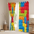 thumbnail image 3 of jejeloiu Game Gaming Black Out Curtains,3D Building Blocks Curtains Pack of 2 (42x63 Each),Cartoon Toy Brick Bedroom Curtains For Boys Teens,Breathable Home Decor, 3 of 6