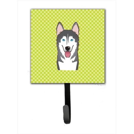 Checkerboard Lime Green Alaskan Malamute Leash Or Key Holder 4.25 W x 7 H In.