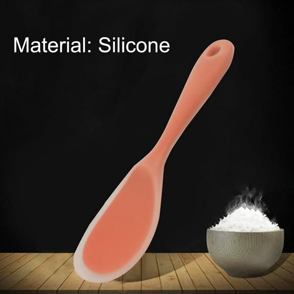8.9" Silicone Soup Ladle Spoon Wood Hand Restaurant Kitchen Scoop Utensil Cooking Supplies Coral Pink