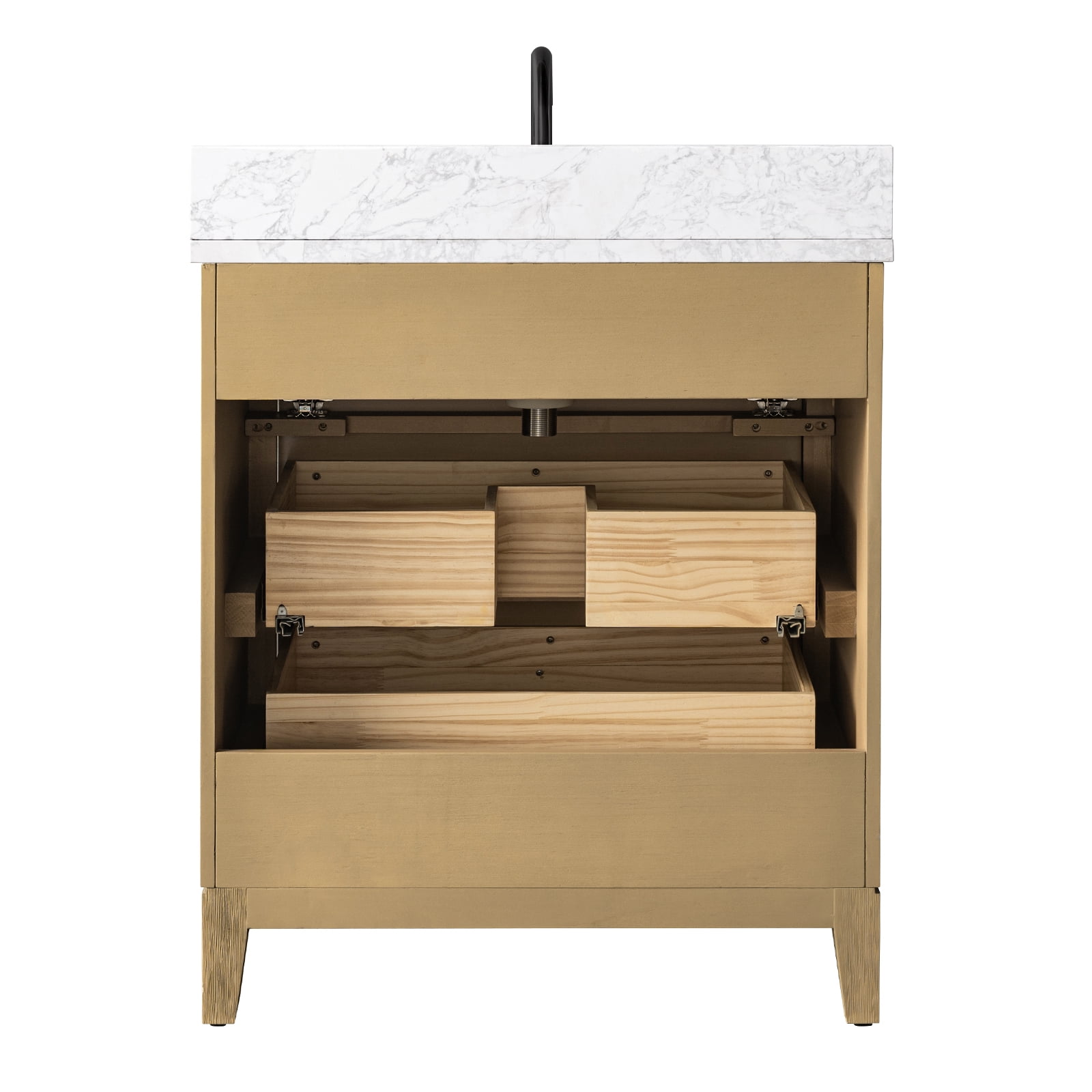 Vanity Art 30" Bathroom Vanity with Sink and Engineered Marble Top, Freestanding Storage Cabinet with 2 Drawers and 1 Flip Down Tray