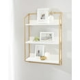 thumbnail image 6 of Kate and Laurel Hylton Modern Glam 3-Tier Floating Wall Shelf, 18 x 7 x 28, White and Gold, Charming Tiered Shelving with Three Levels for Display and Storage, 6 of 7