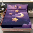 thumbnail image 4 of Jiueut Moon Star Pattern Twin Fitted Sheet Set, Warm Soft Bedroom Sheet Set 2 Pack Washable Pillow Cover Bedding Sheet with Non Slip Band, 4 of 7