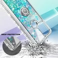 thumbnail image 3 of Nagebee Case for Motorola Moto G Stylus 5G with Tempered Glass Screen Protector (Full Coverage), Sparkle Glitter Liquid Bling Diamond [Ring Holder & Wrist Strap] Women Girls Cute Case (Teal), 3 of 5
