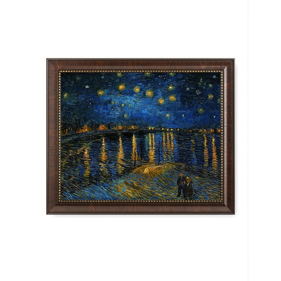 DECORARTS - Starry Night Over The Rhone - Vincent Van Gogh Giclee Prints w/ Antique Brown Frame for Wall Decor. Picture Size: 20x16", Total Size w/ Frame: 23x19"