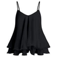 thumbnail image 3 of WNVMWI Flowy Tank Tops for Women Ruffle Layered Spaghetti Strap Camisole Ladies Sleeveless Mesh Dress Blouse Black XXL, 3 of 3