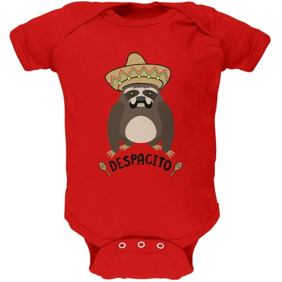 Despacito Means Slowly Funny Sloth Pun Soft Baby One Piece Red 9-12 M