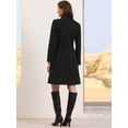 thumbnail image 3 of DARING DIVA Women's Stand Collar Belted Single Breasted Trench Pea Coat XS Black, 3 of 6