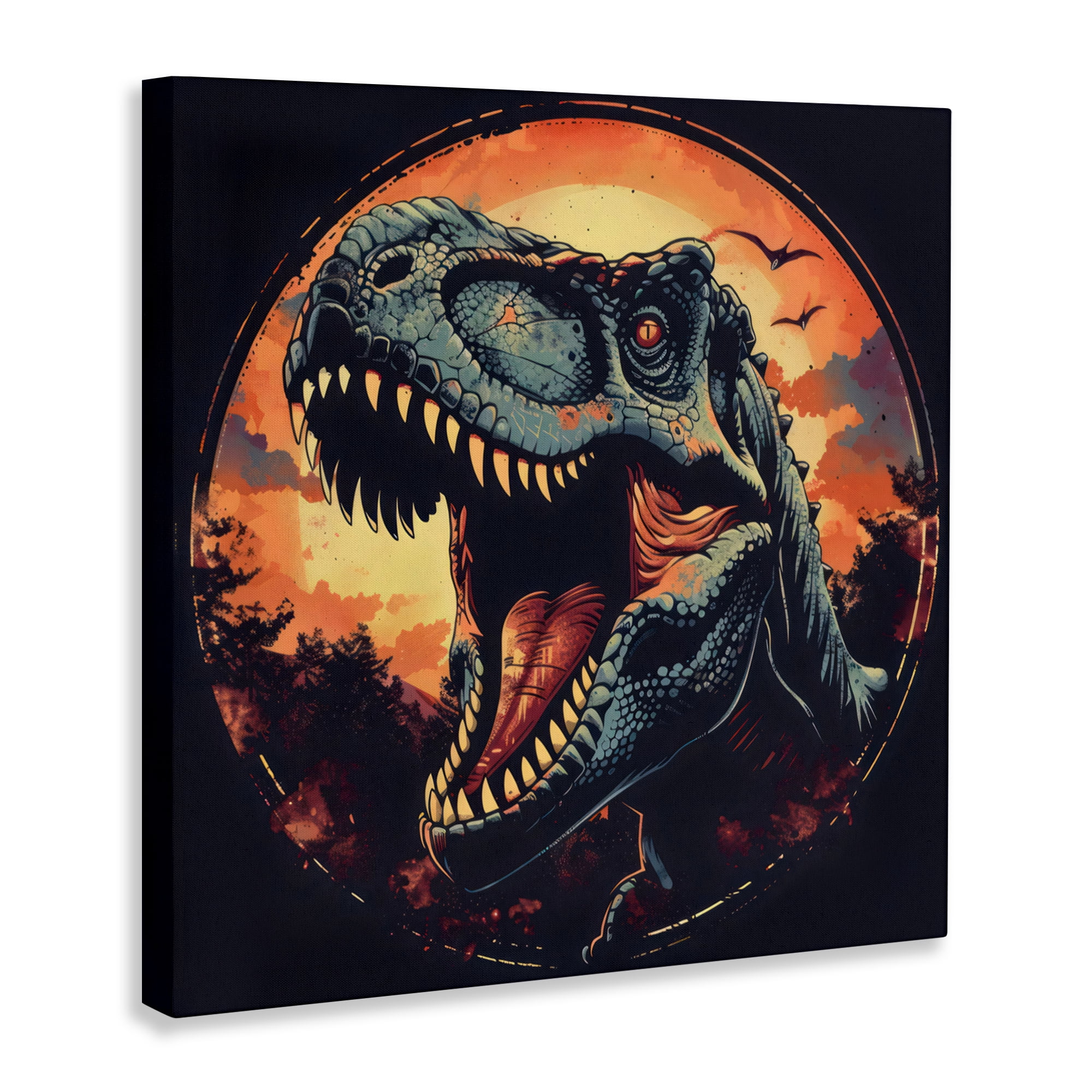 Stupell Industries Ancient Dino Roaring at Sunset Canvas Wall Art, design by Creative Studio
