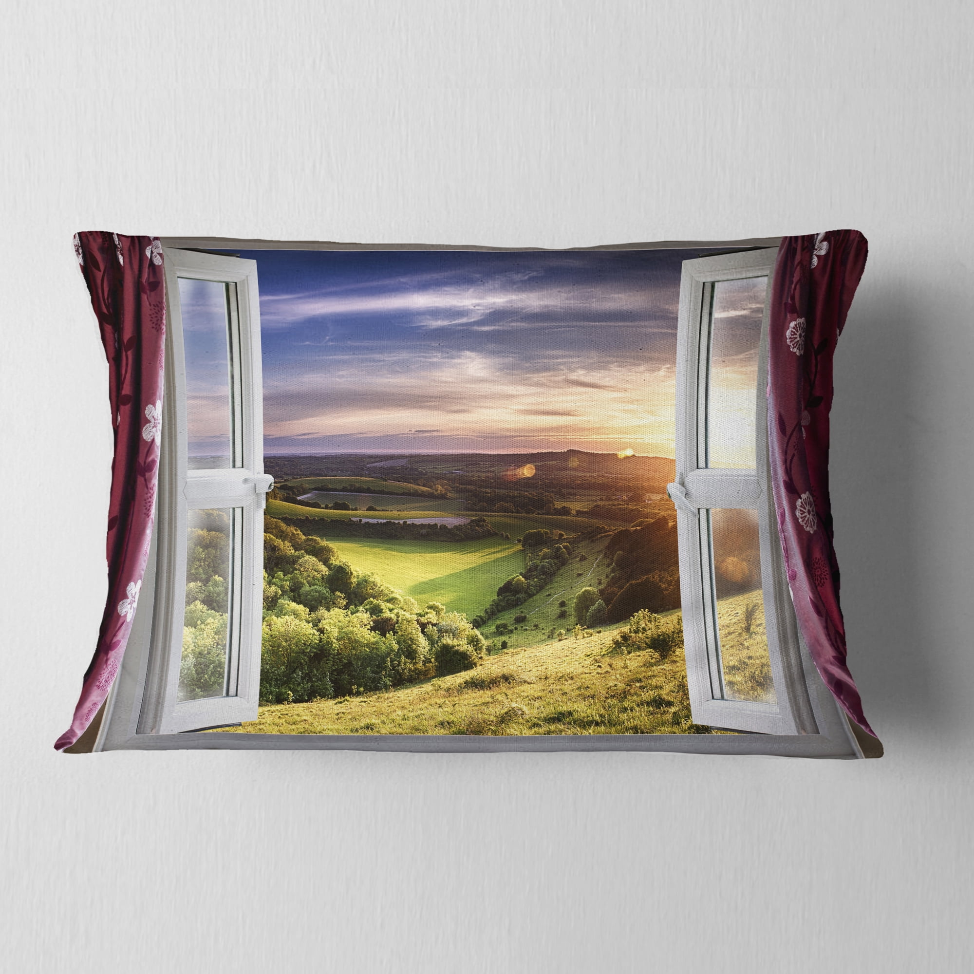 Designart Window View - Landscape Printed Throw Pillow - 12x20