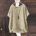 thumbnail image 3 of QASIEATN Women's Trendy Essentials Clothing: Graceful Summer Short Sleeve Solid Casual Loose Linen Top Fall Fashion Outfits for Women, 3 of 8