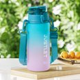 thumbnail image 5 of JUSTLET 24oz Sports Water Bottle with Motivational Time Marker & Leakproof Lid, Green Purple, 5 of 9