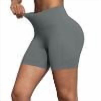 AGWOLF Biker Shorts for Women with Pockets 5" High Waisted Workout Shorts Tummy Control Running Yoga Shorts Gray M