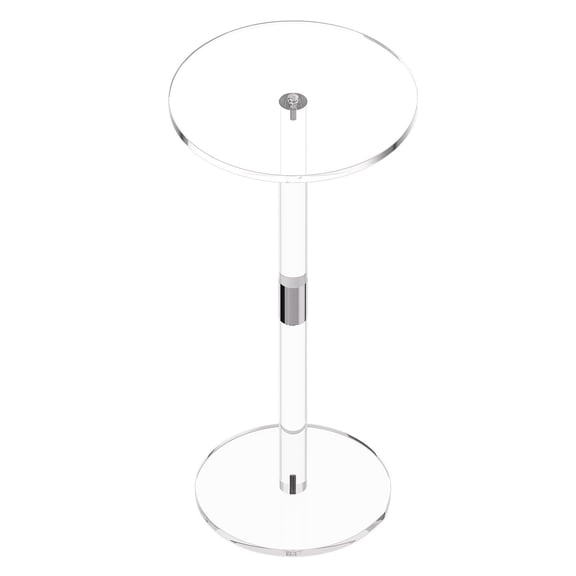 Acrylic Drink Table 10x10x21.3 Inch Clear End Table Round Top Solid Post 0.3 Inch Thick Supports 11 lbs for Living Room Bedroom