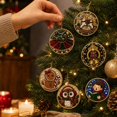 thumbnail image 4 of 6 Pack Christmas Diamond Painting Ornaments Kit, Pearl Sticker Art DIY Craft Set for Kids Adults, No Glue Round Hanging Decorations for Tree Holiday Party Gift, 4 of 4