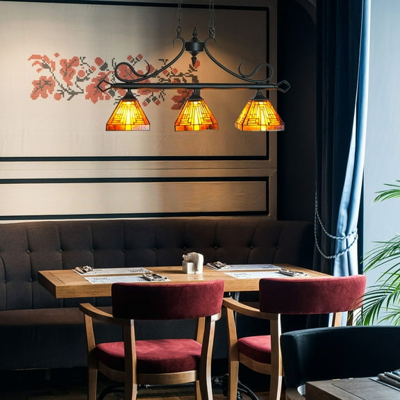 Vintage Hanging Lamp Tiffany Style Stained Glass Light Ceiling Pendant Fixture