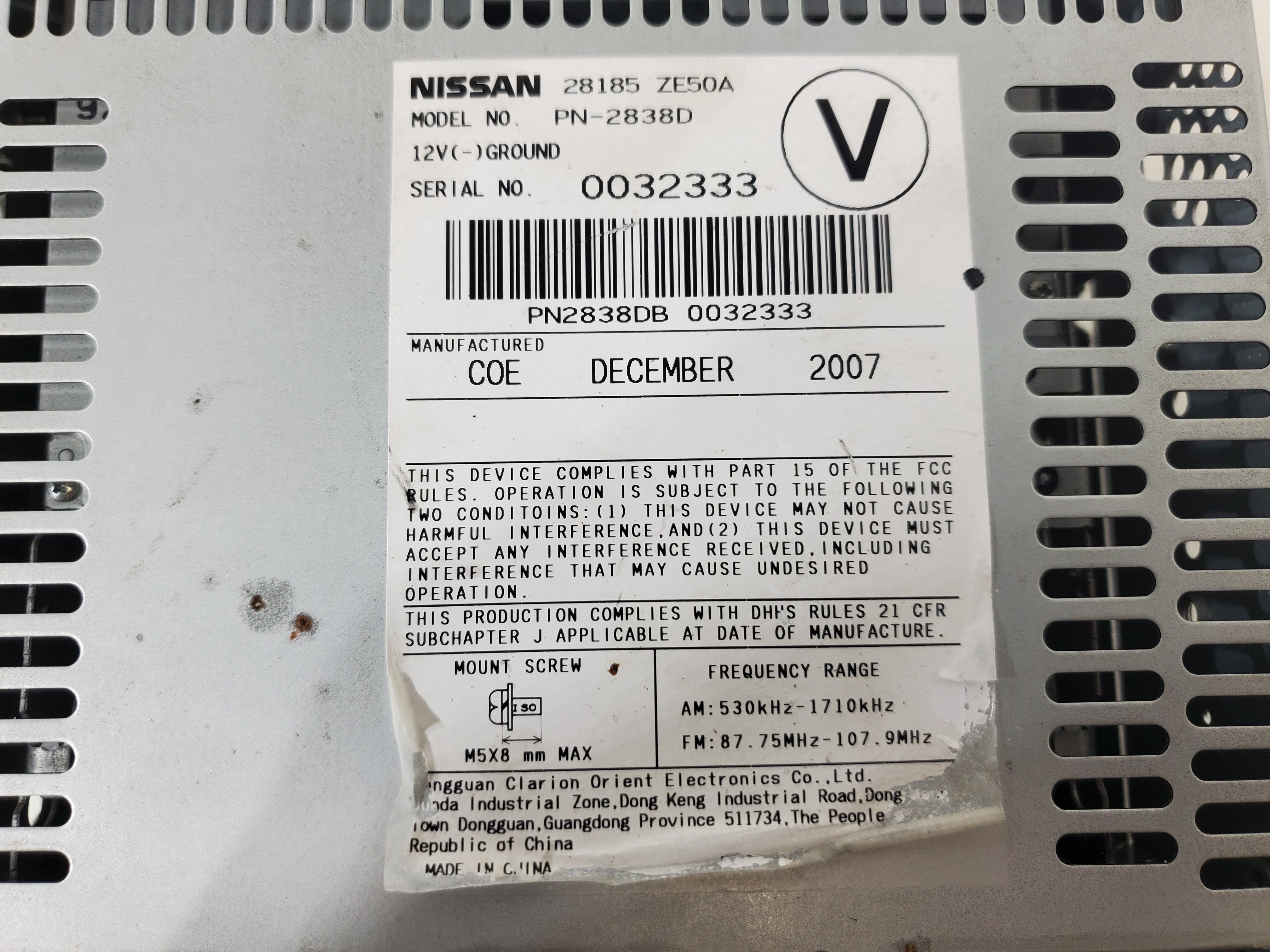 Pre-Owned 2008 Nissan Maxima AM FM CD Player Radio Receiver OEM LKQ - Verify Specific Vehicle Fitment In Description - (Good)