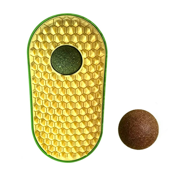 Cat Hair Grooming Brush with Catnip, Pea-Shaped Scratching Massager for Cats, Plastic, 13.5 x 6.5 x 5 cm, Includes 1 Brush + Worm Refill