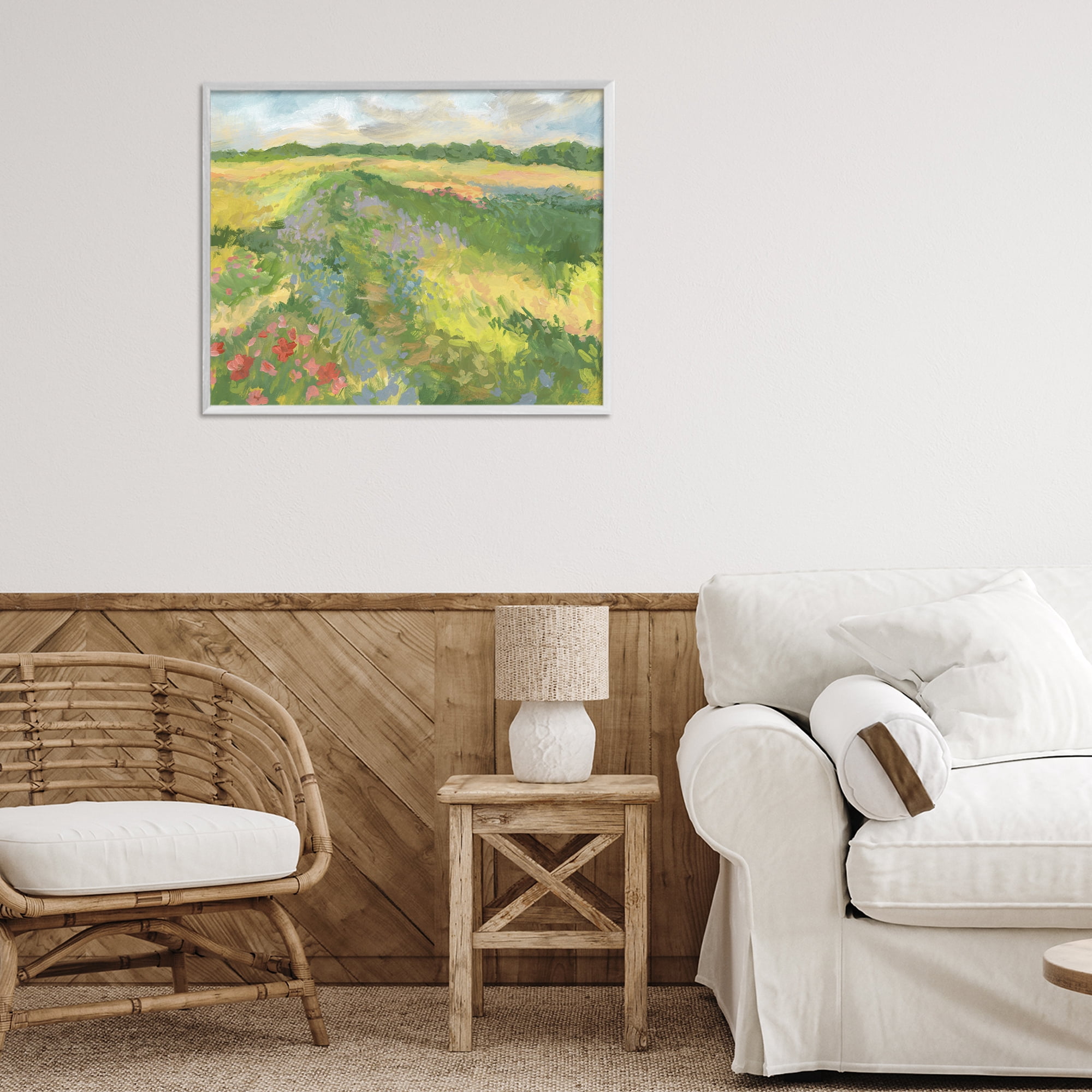 Stupell Industries Windswept Flower Meadow White Framed Giclee Art, design by Victoria Barnes