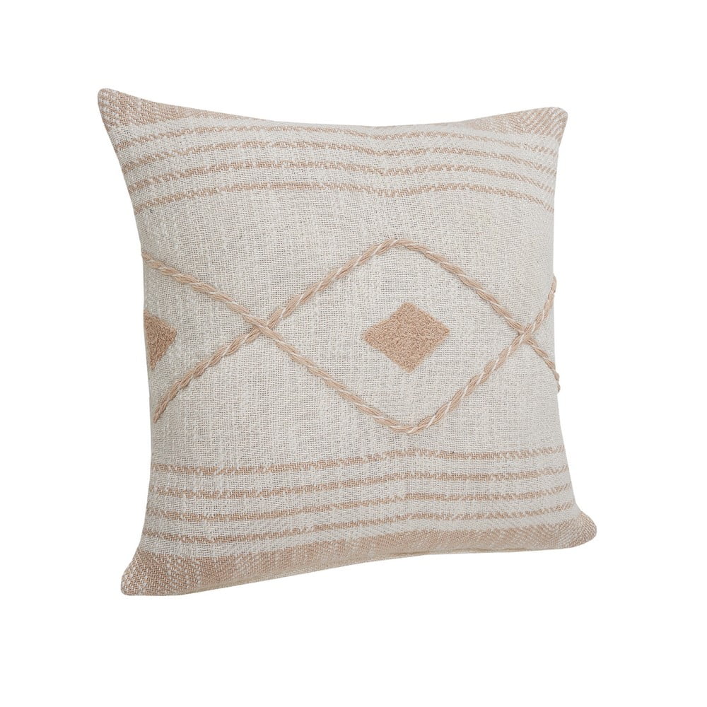 LR Home Ox Bay Hand-Woven Tan/White Geometric All-Natural Cotton Pillow Cover
