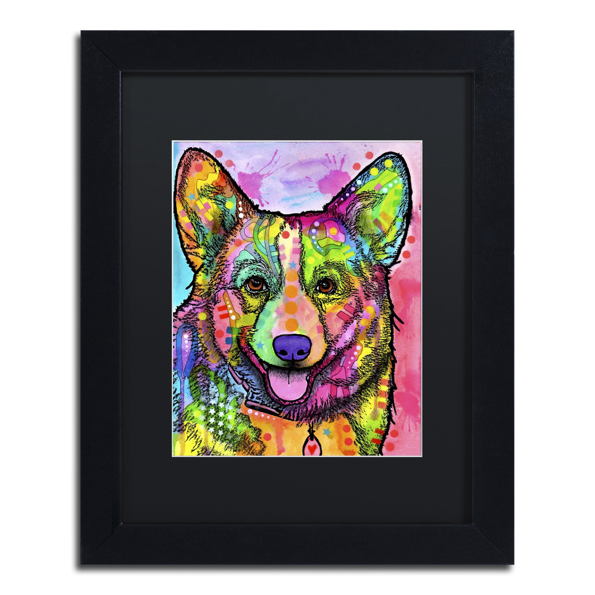 Trademark Fine Art 'Corgi II' Canvas Art by Dean Russo, Black Matte, Black Frame