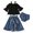 Black, variant on HCYSFG Girls Solid Color Outfit Sets 3 Piece Ruffle Top Bloomers And High Low Skirt Off Shoulder 3/4 Bell Sleeve Clothing Sets Ruffle Hem Matching Sets